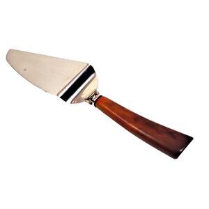Vintage Stainless Cake Cutter Server Bakelite Handle Caramel Butterscotch Brown